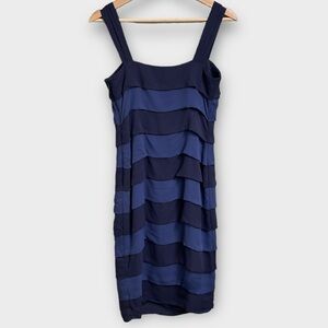 Boden 100% Silk Striped Shutter Pleated Sheath Dress Violet Blue Size 4